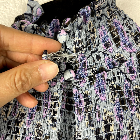 Cinq a Sept Drew Georgette Top Womens Small Floral Smocked Ruffle Romantic - Picture 16 of 16